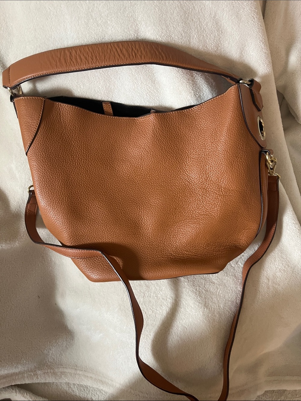 Sam Edelman Pebbled Leather Hobo - Cognac Brown